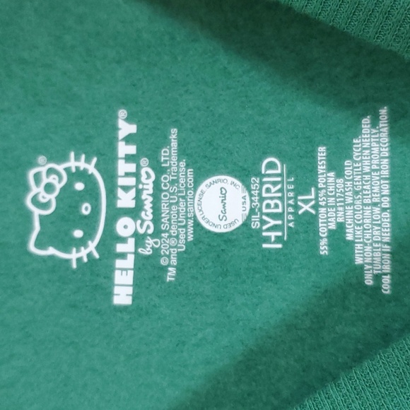 Hello Kitty Athletic Dept. Graphic Cropped Long Sleeve Sweatshirt ~ Green - Picture 7 of 15